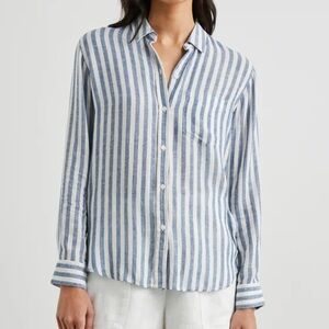 Rails Charli Echo Stripe Blue White Striped Shirt Sz Small